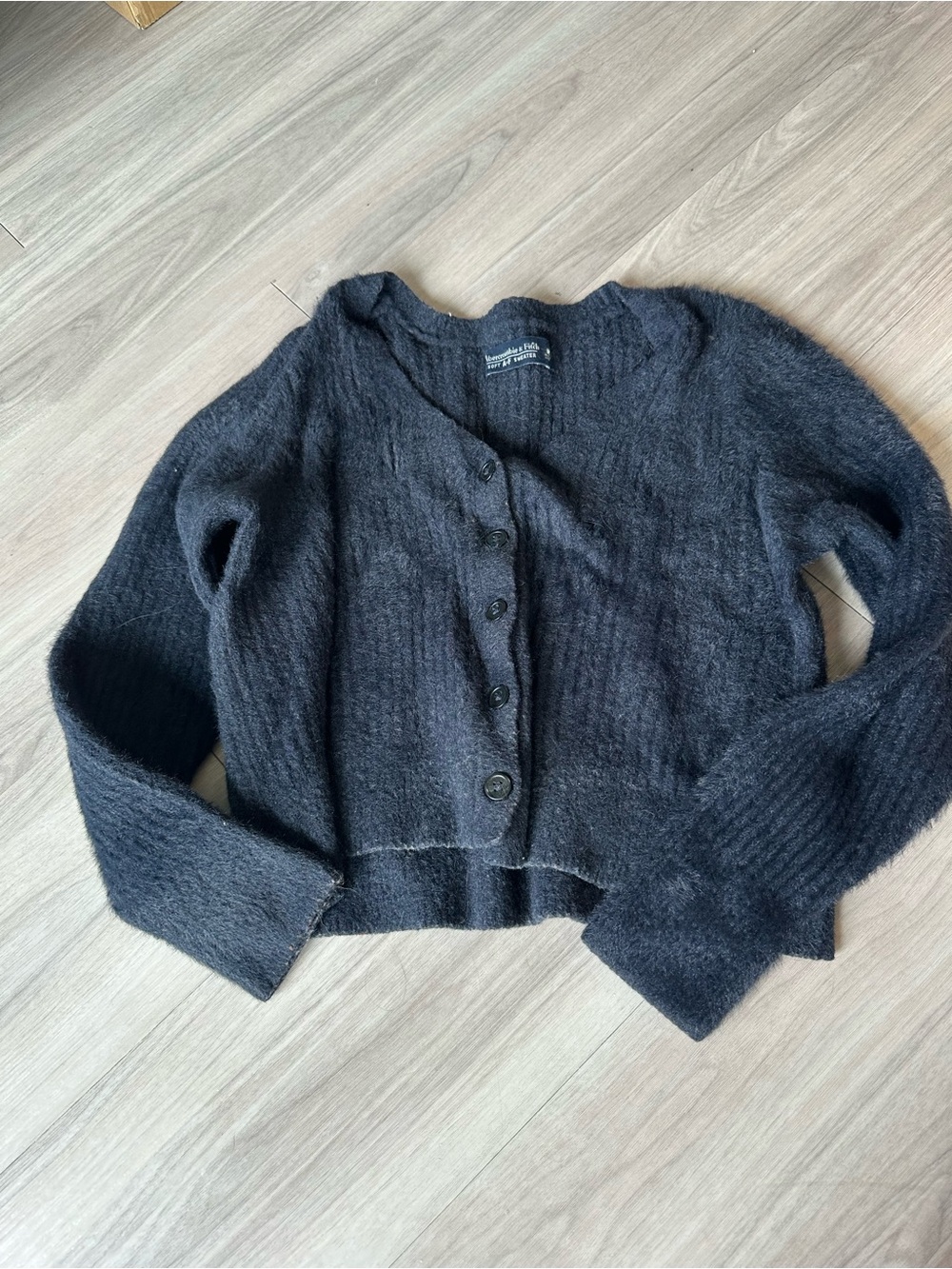 Abercrombie & Fitch Navy Blue Cropped Cardigan Sweater Womens Medium